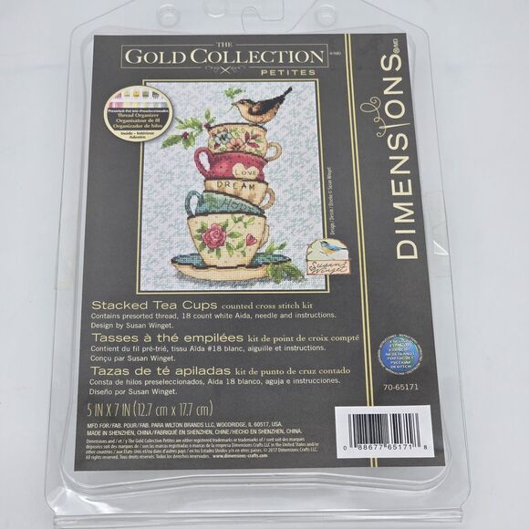 Dimensions Other - Dimensions Gold Collection Petites Stacked Tea Cups 5 x 7 Cross Stitch Kit